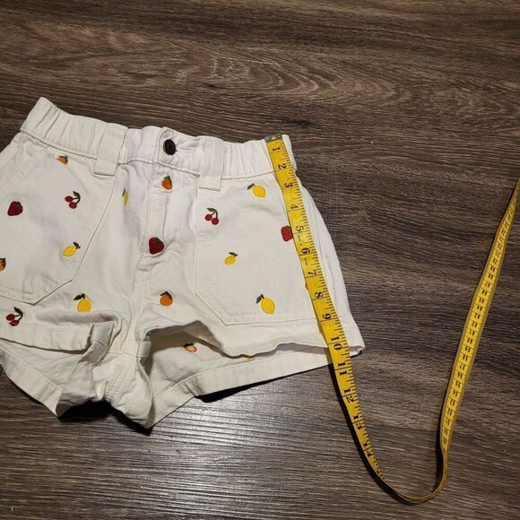 PacSun Rolled Cuff Denim Mom Shorts With Cargo Loop Embroidered Fruit Size XS - Picture 6 of 6